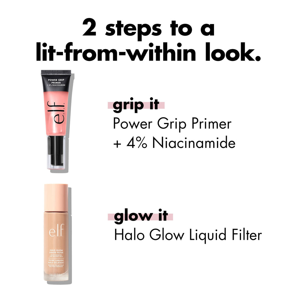 Pair Power Grip Primer + 4% Niacinamide and Halo Glow Liquid Filter for a Lit Within Look