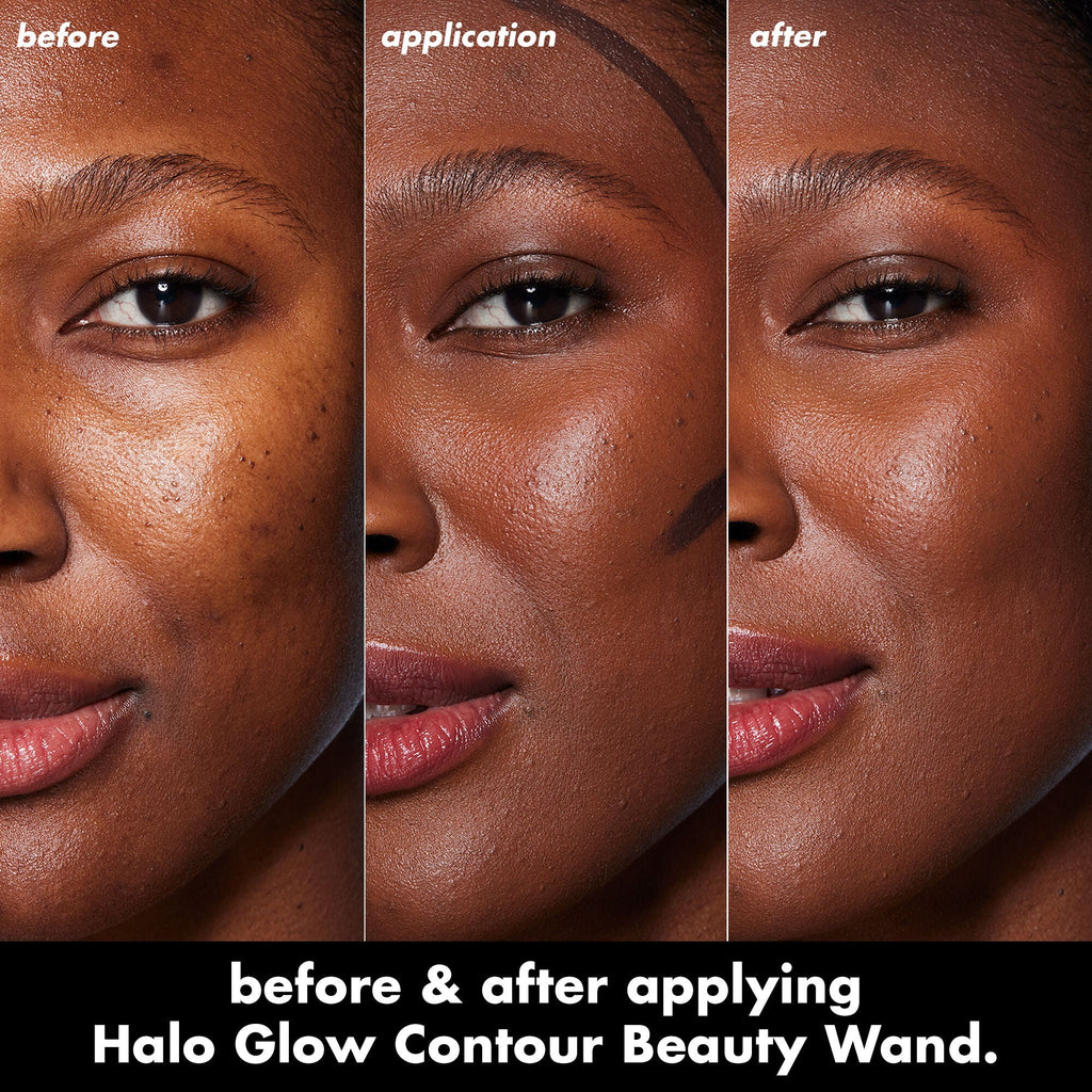 Before and After Applying Halo Glow Contour Beauty Wand