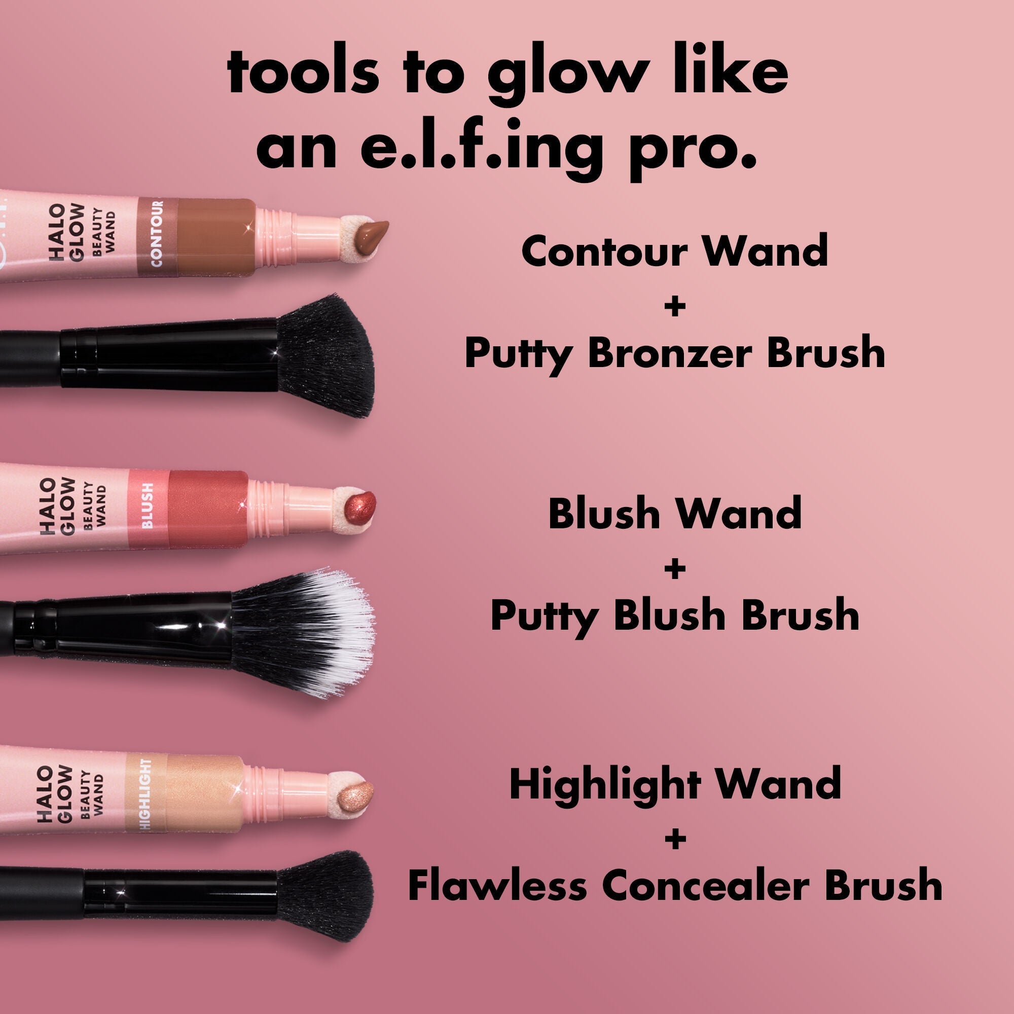 Makeup brushes to use with Halo Glow Beauty Wands