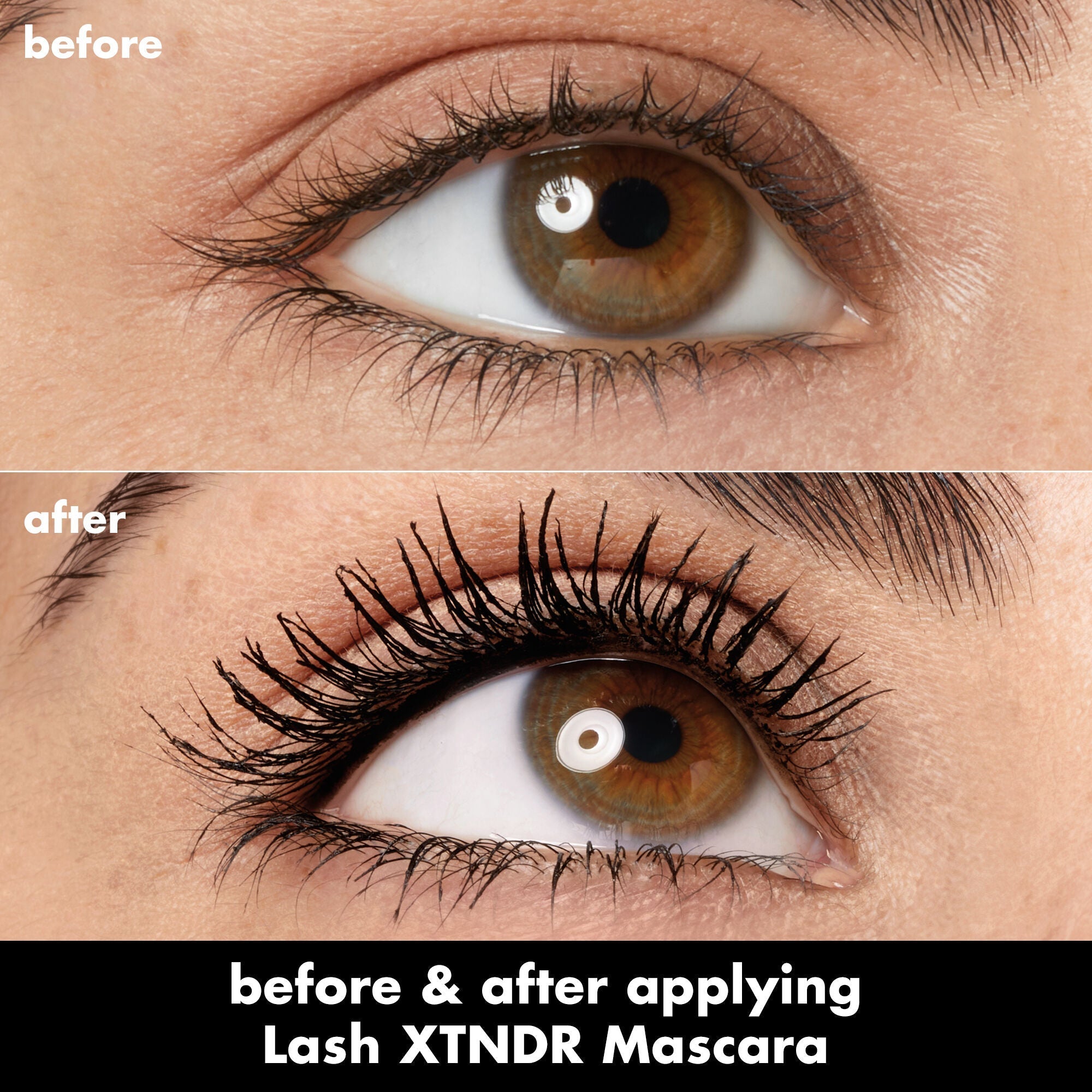 Before and After Applying Lash Extending Tubing Mascara