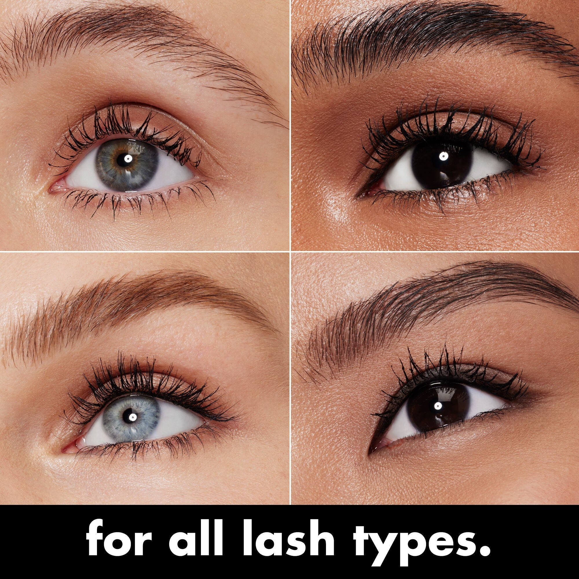 Close-up of eyes with different lash types