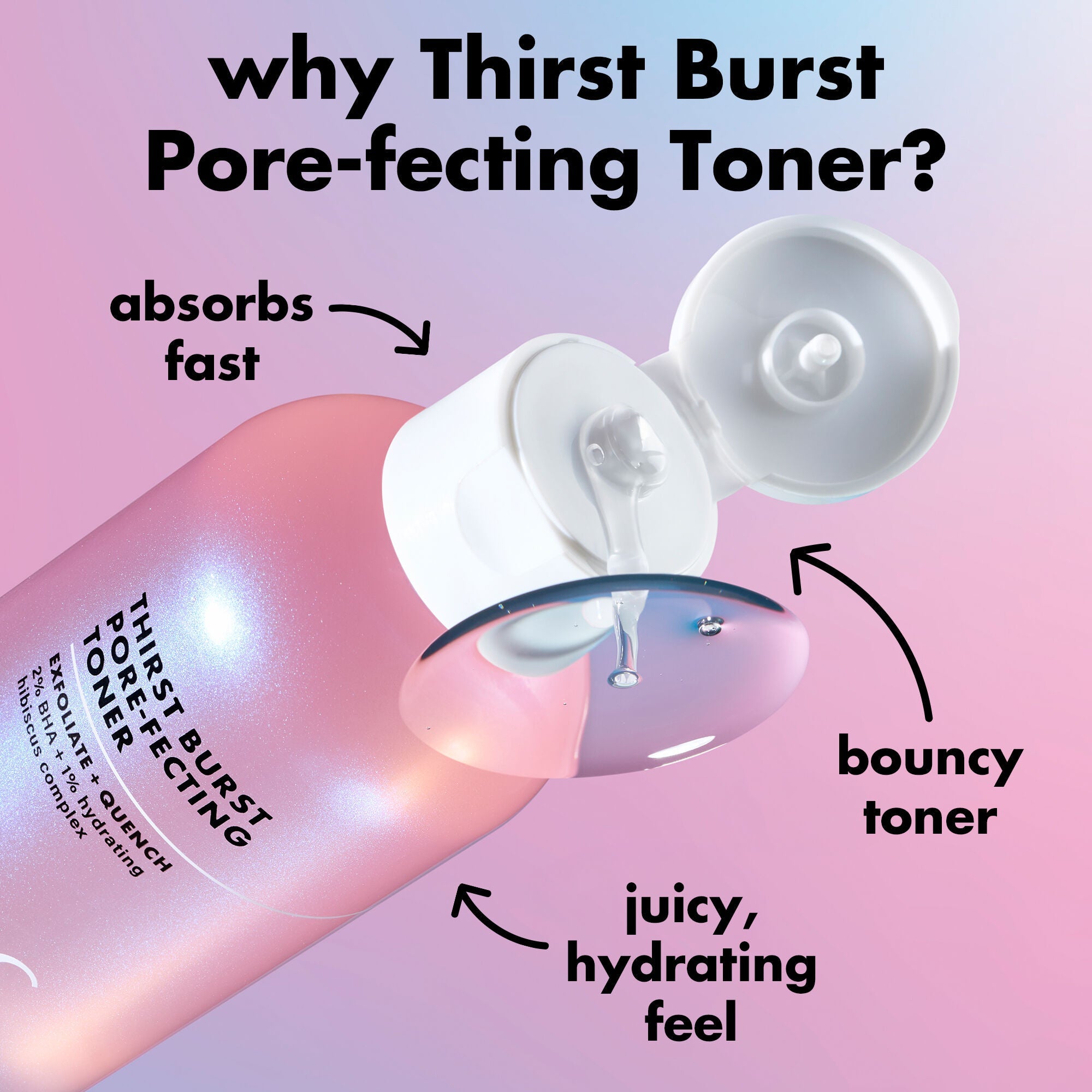 Thirst Burst Pore-fecting Exfoliating Toner Absorbs Fast and Has A Jucy Hydrating Feel