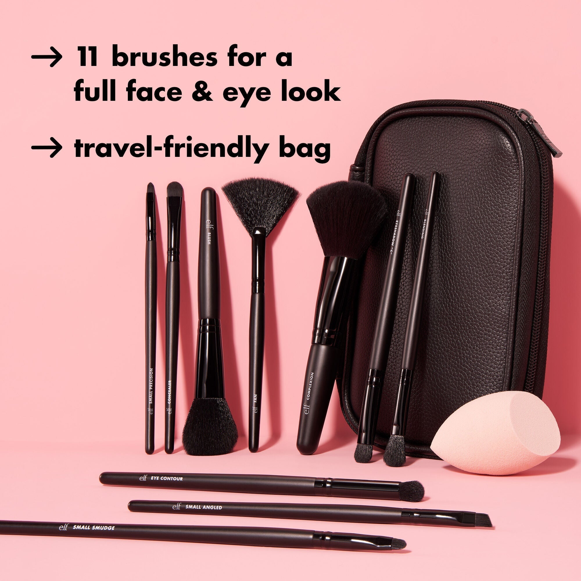 e.l.f.'s Professional Quality 11 Piece Makeup Brush Set with Travel Case