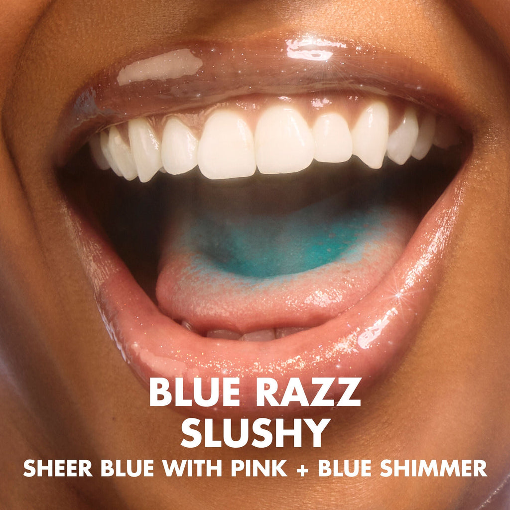 Lips Wearing Blue Razz Slushy Tinted Lip Balm
