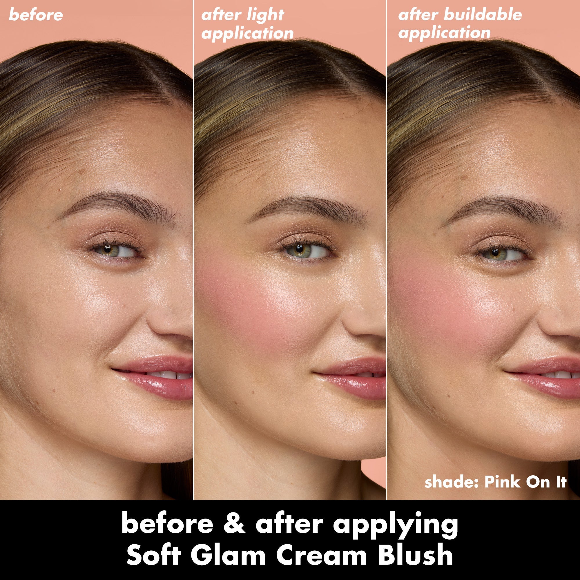 Soft Glam Cream Blush Pink On It, Light Pink, on different skin tones