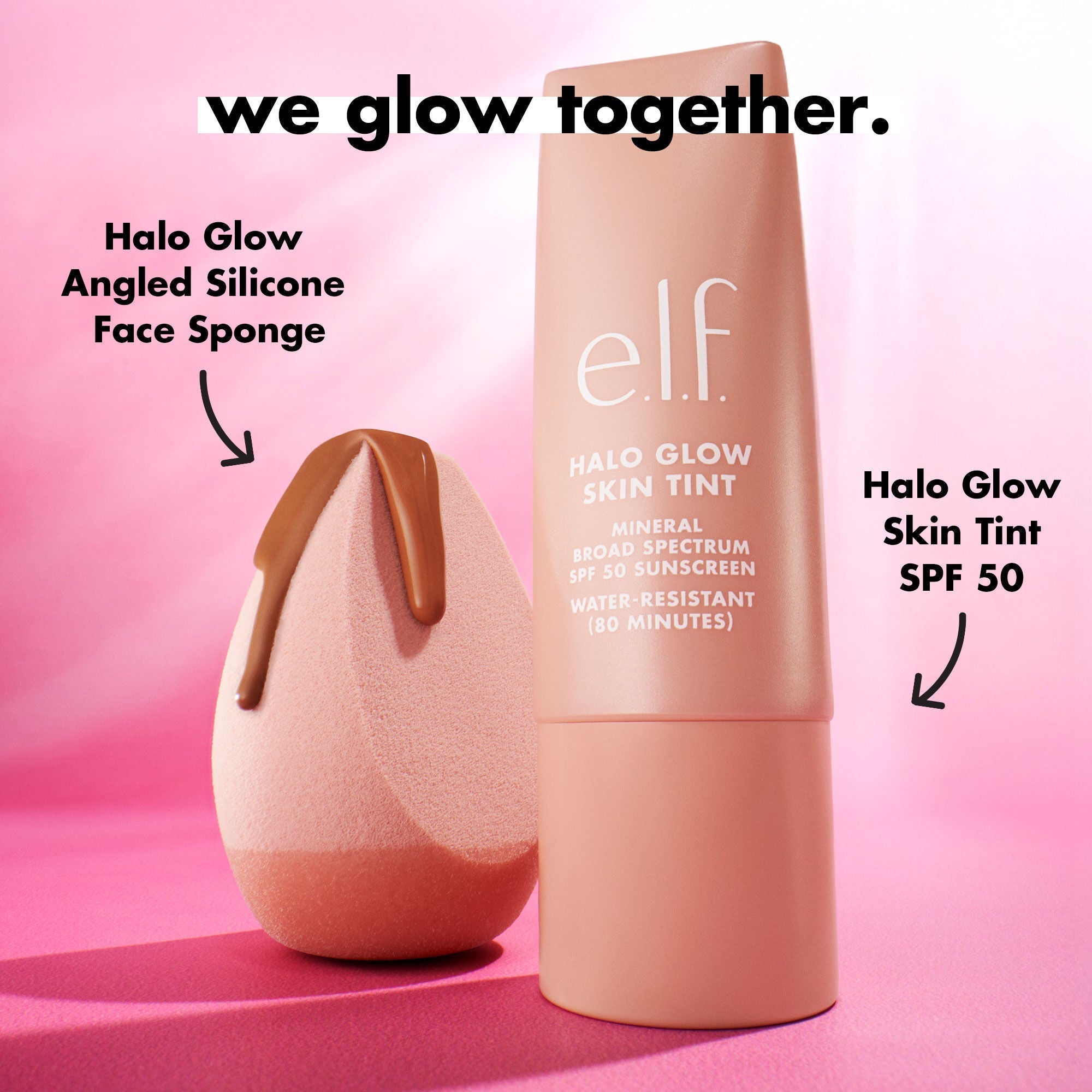 Apply Halo Glow Skin Tintt with the Halo Glow Angled Silicone Face Sponge