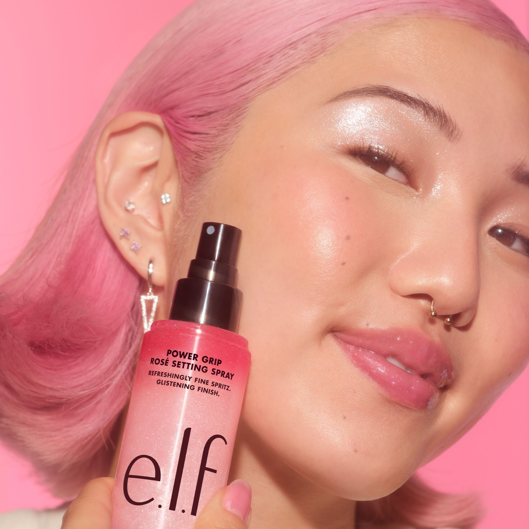 Power Grip Rosé Setting Spray Brightens the Look of Your Skin