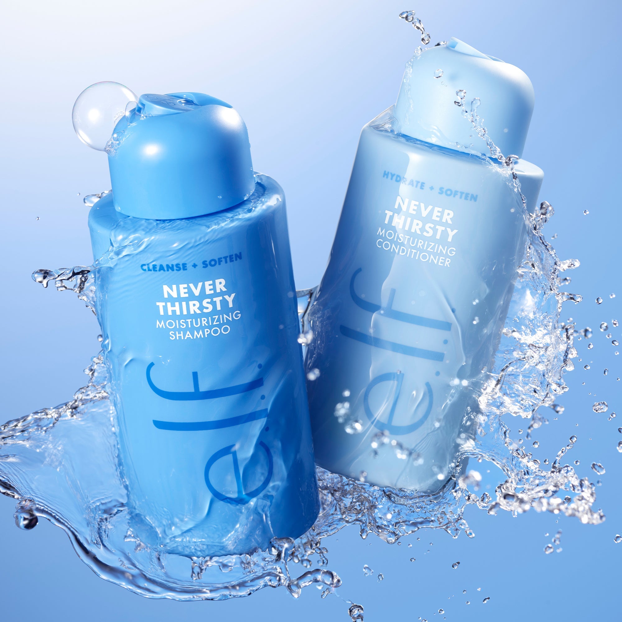 e.l.f. Moisturizing Never Thristy Shampoo and Conditioner to Cleans, Hydrate and Soften Hair