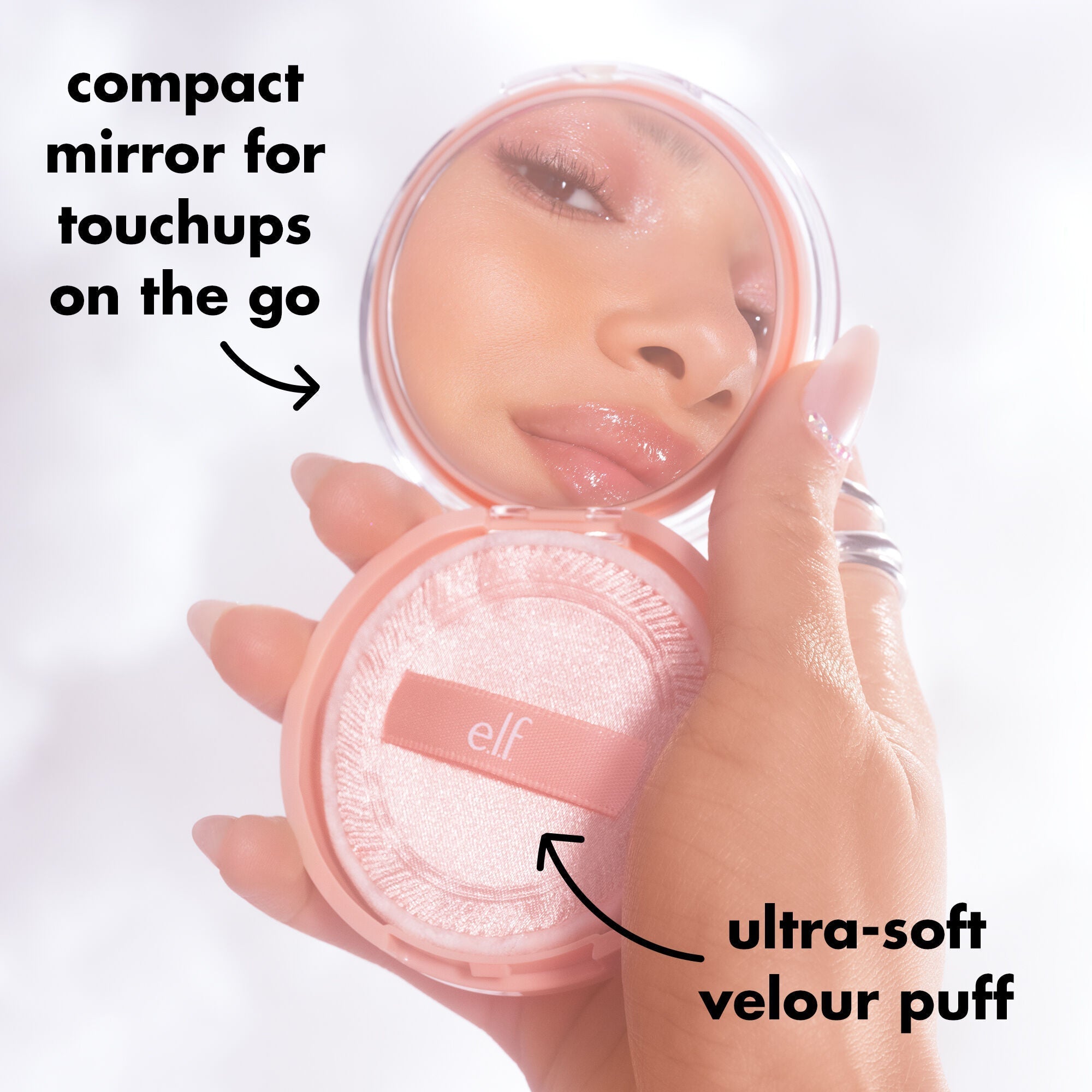 Halo Glow Powder Filter includes a compact mirror and ultra- soft powder puff