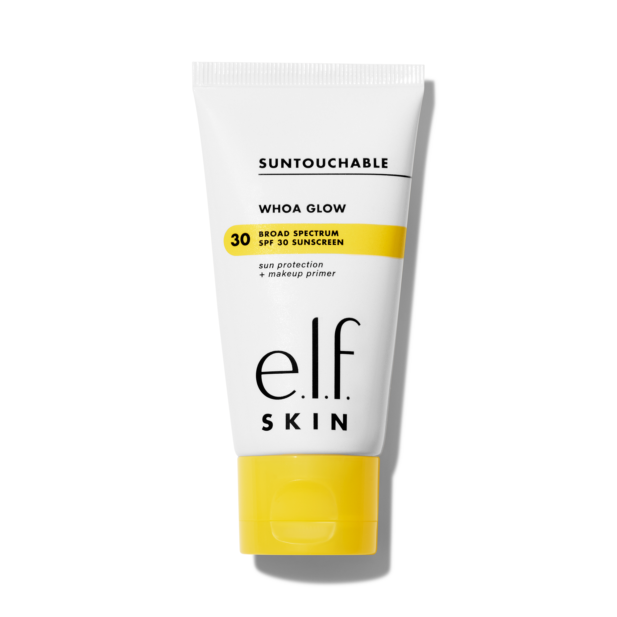 Tube of e.l.f. Suntouchable Whoa Glow Broad Spectrum SPF 30 Sunscreen