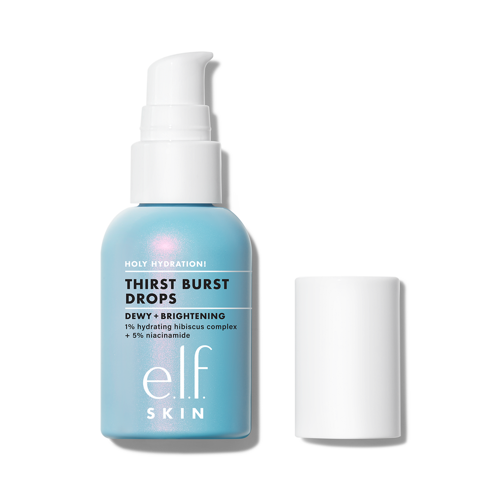e.l.f. Skin Thirst Burst Drops bottle with pump on a white background