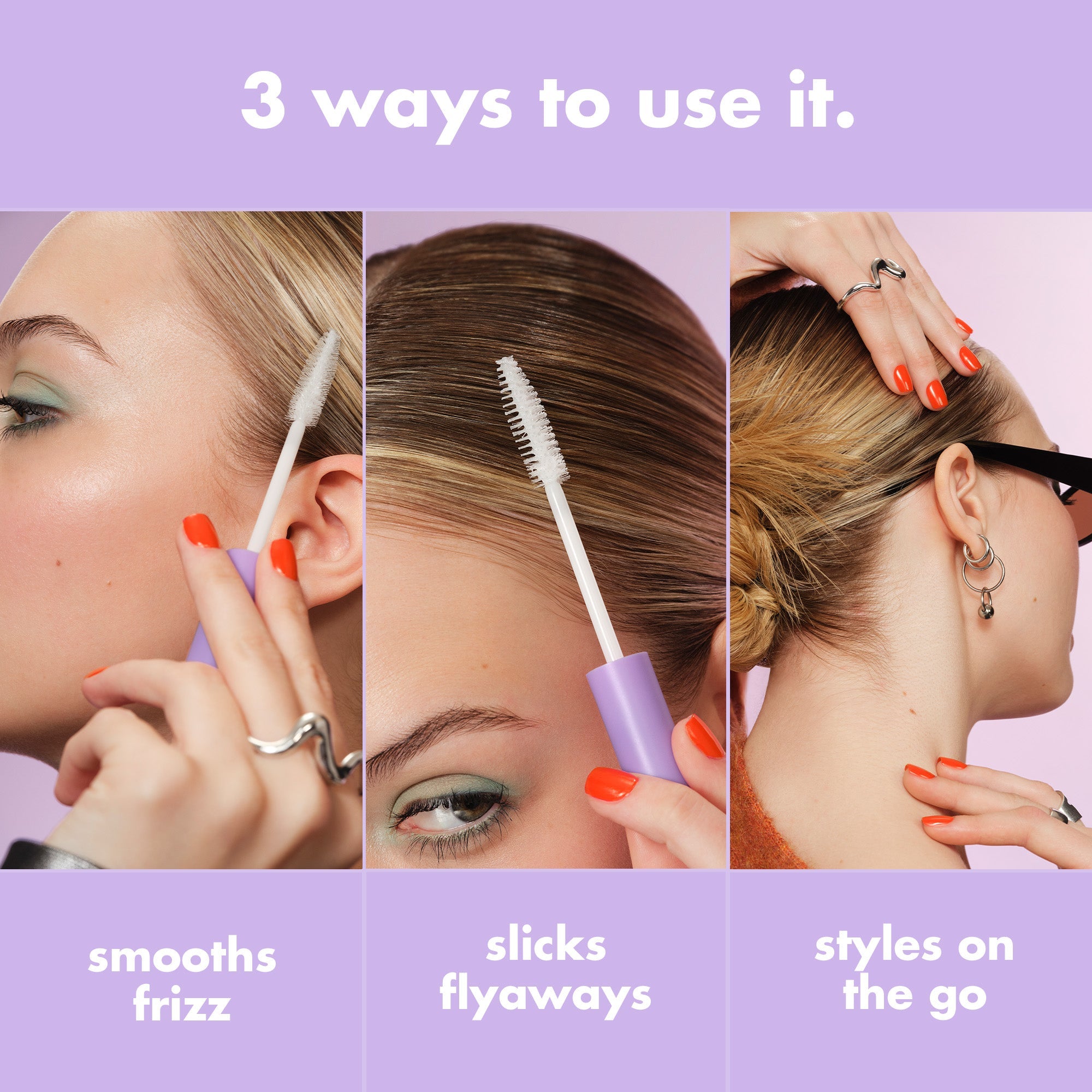 3 ways to use 3-in-Wonder Magic Styling Cream Wand: Smooths Frizz, Slicks Back Flyaways and Styles on the Go