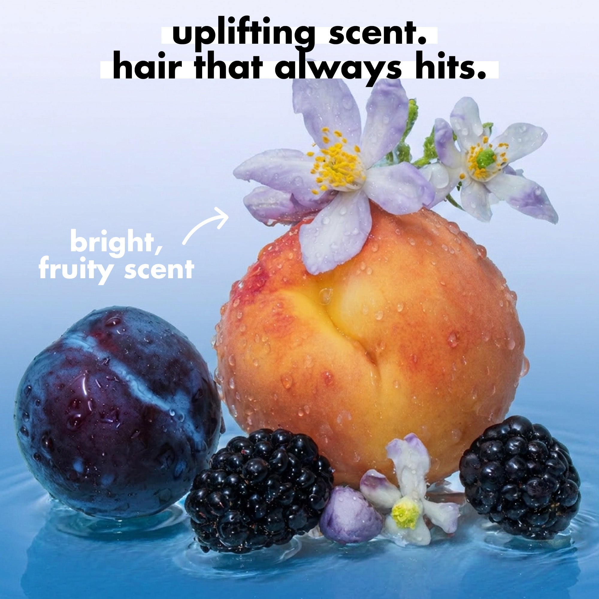 Never Thirsty Moisturizing Shampoo and Conditioner has a bright fruity scent