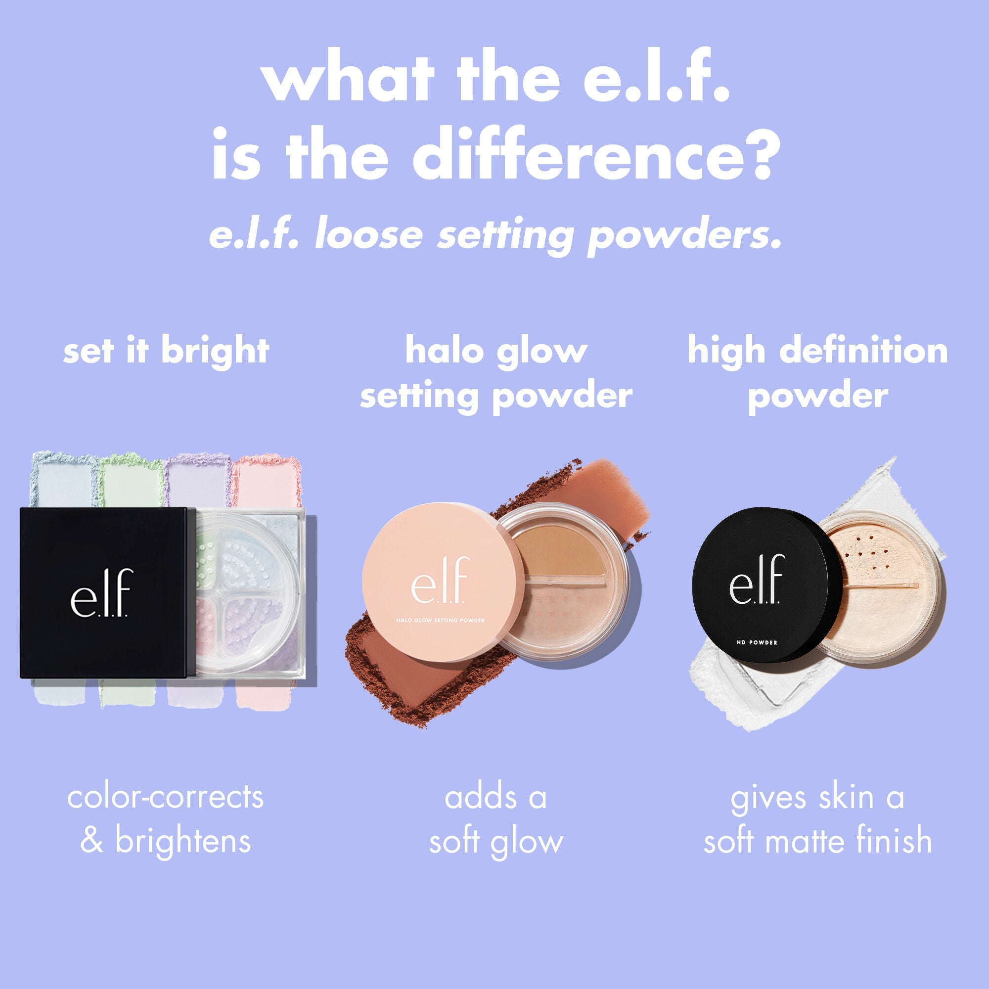 Comparison of the Different e.l.f. Loose Setting Powders