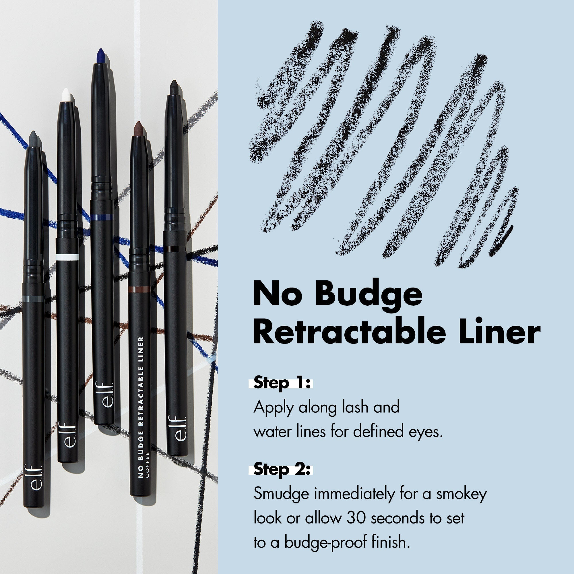 Two Steps to Apply No Budge Retractable Eyeliner