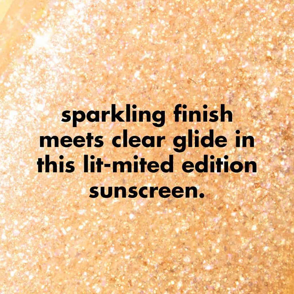 Suntouchable Invisi-Stick Glitz SPF 50 goes clear with a sparkling finish