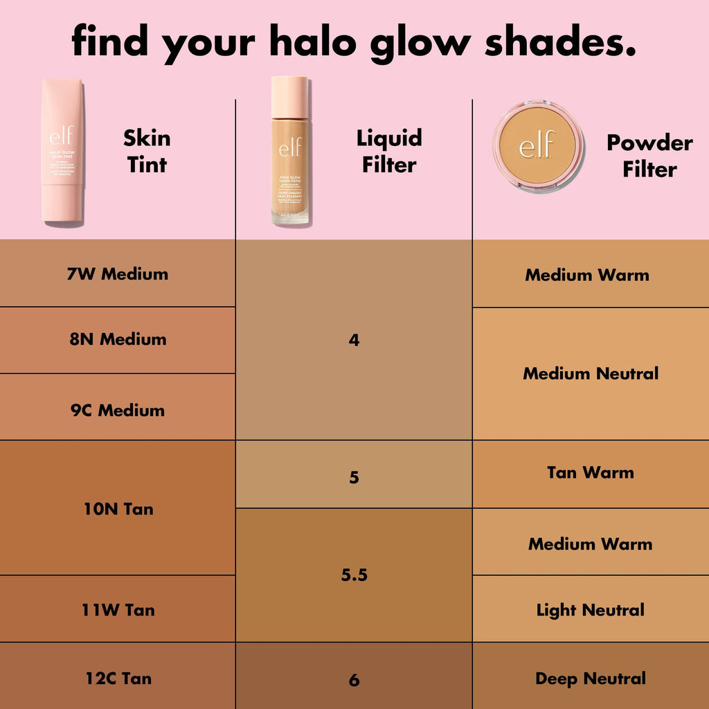 Halo Glow Makeup Chart to Help You Find Your Shade for Each Product