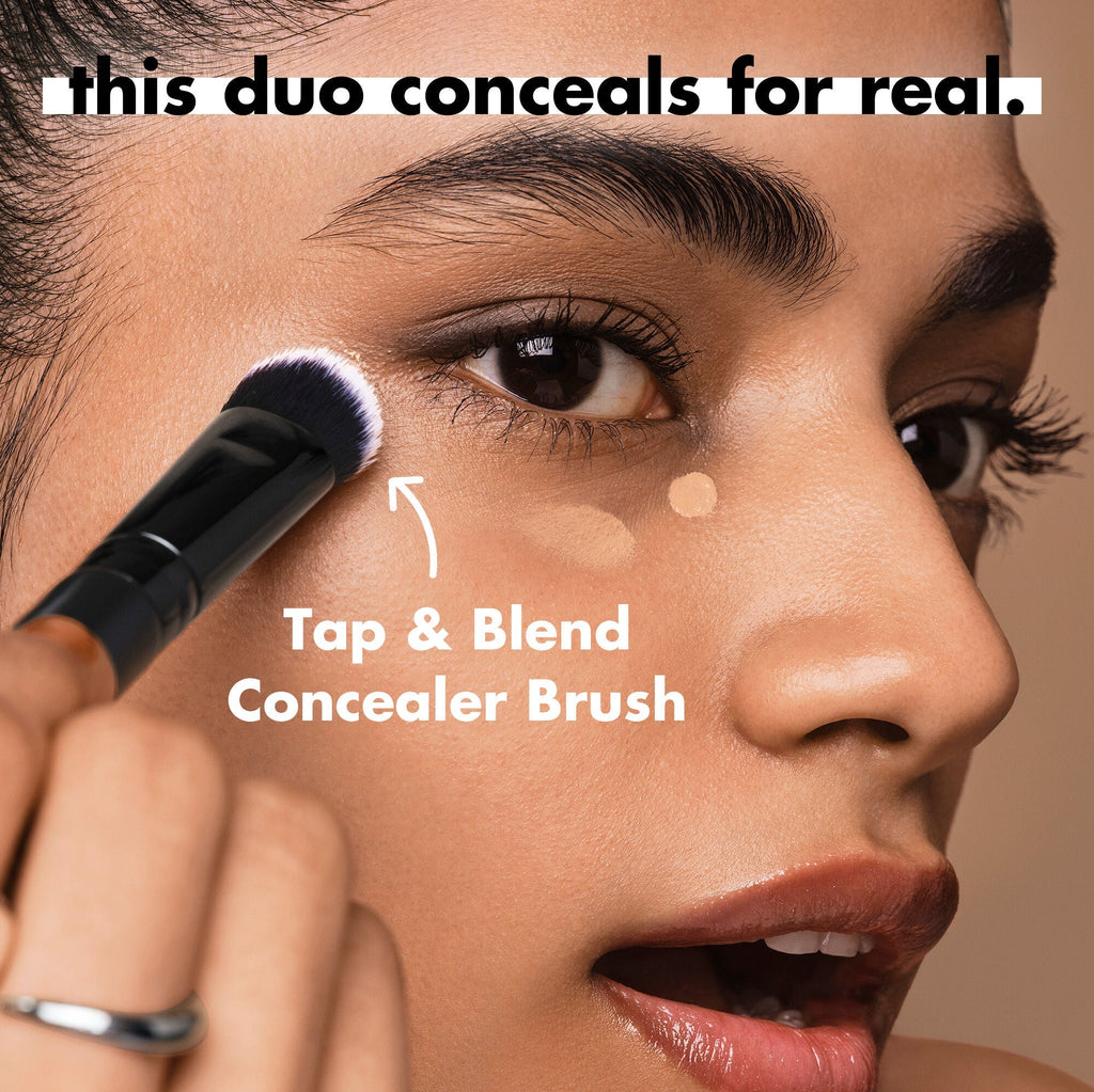 Pair Soft Glam Satin Concealer with the Tap & Blend Concealer Brush