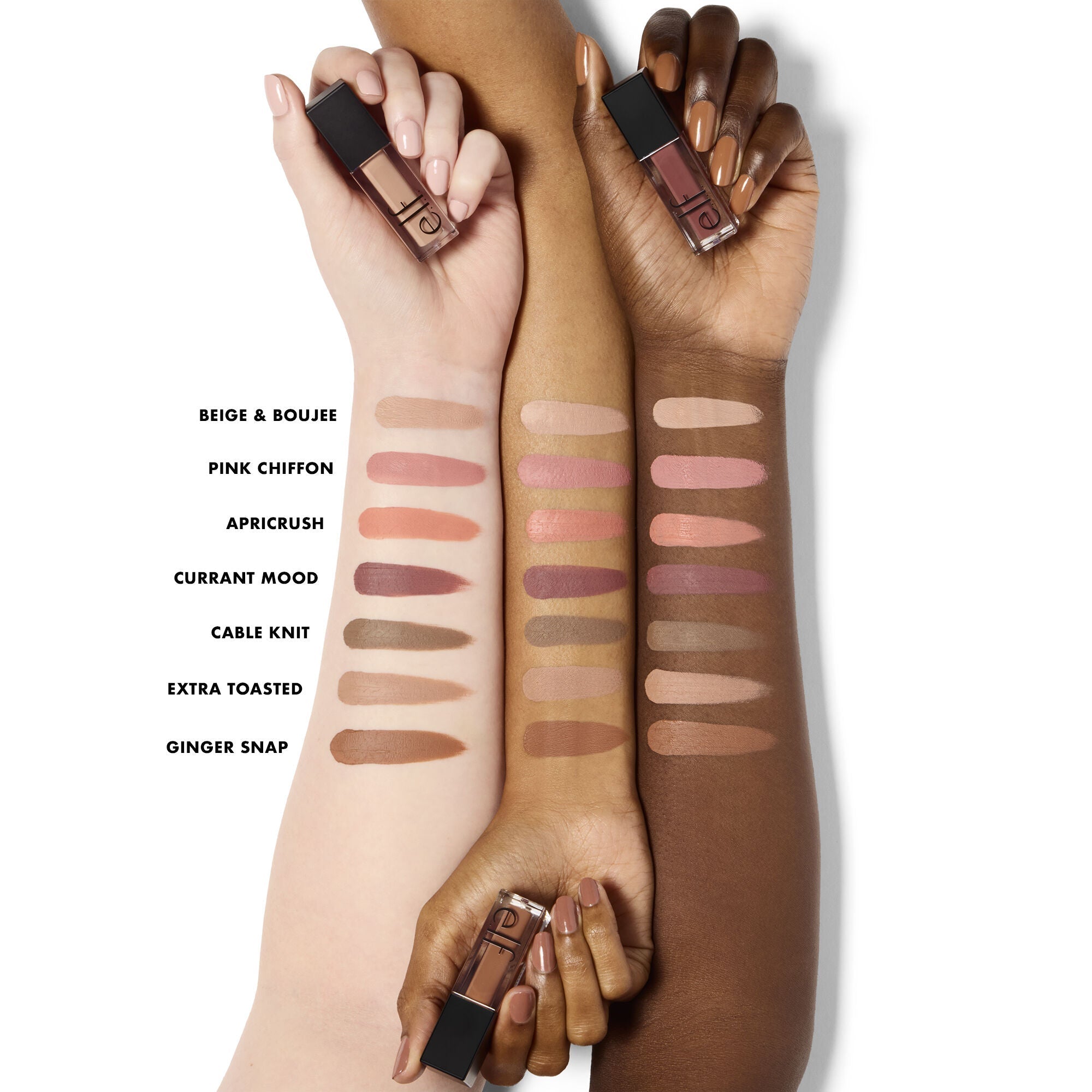 e.l.f. Liquid Velvet Eyeshadow Shade Arm Swatches